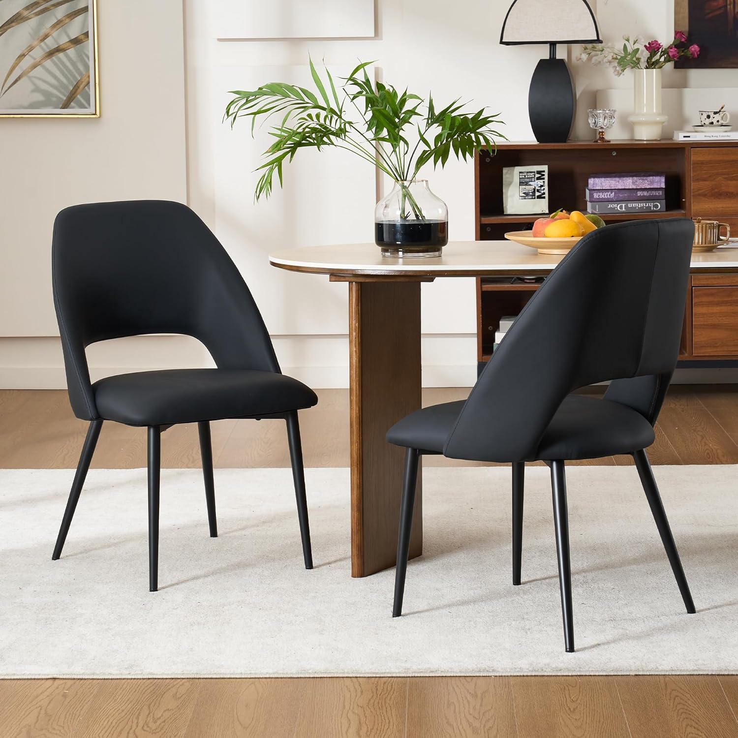 Mid Century Modern Black Dining Chairs Set