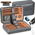 TISFA Cigar Humidor Case Leather Cedar Wood Lined - Travel Humidor