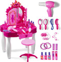 Play22 Pretend Play Girls Vanity Set with Mirror and Stool - 21 PCS