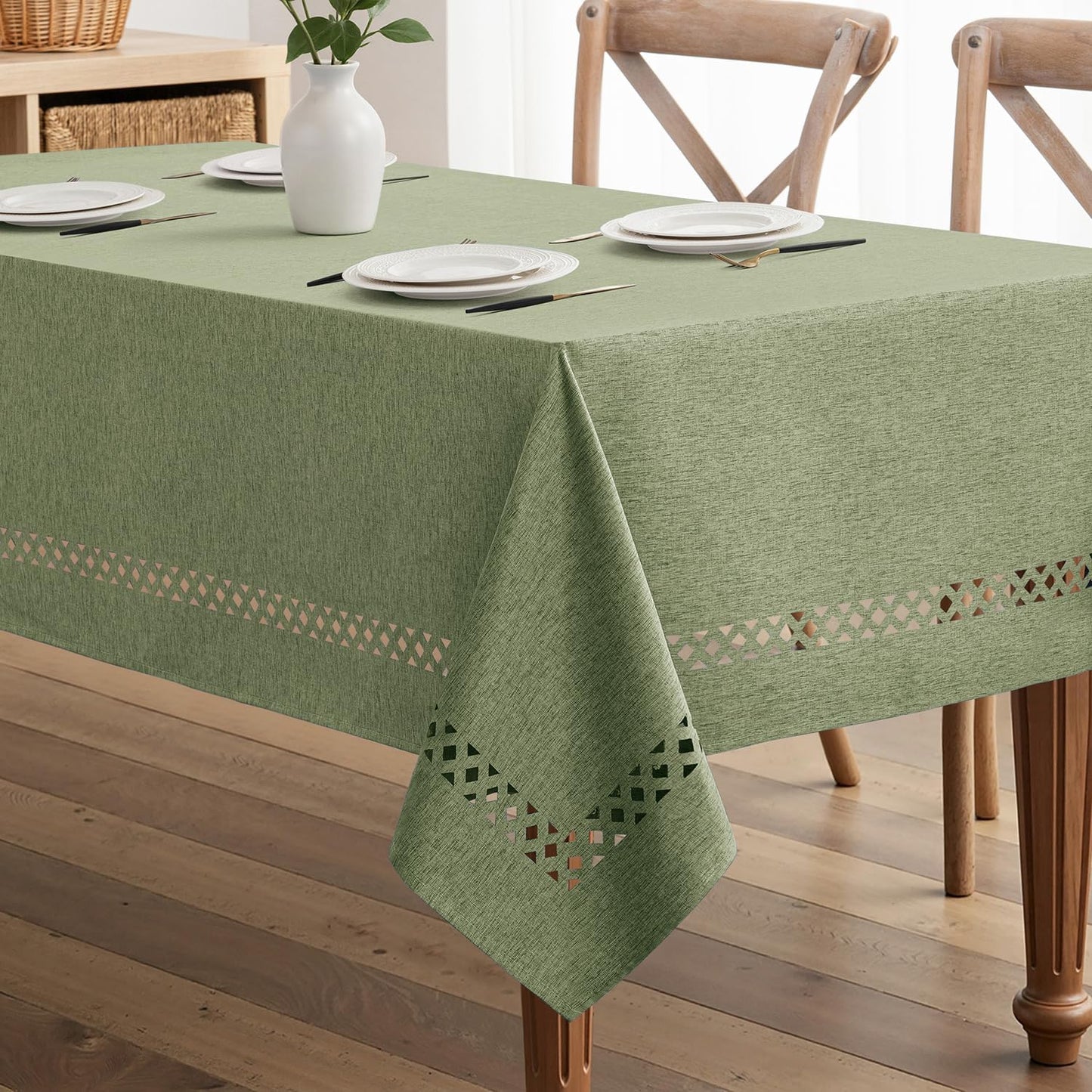 MIULEE Sage Green Rectangle Tablecloth for Elegant Dining Events