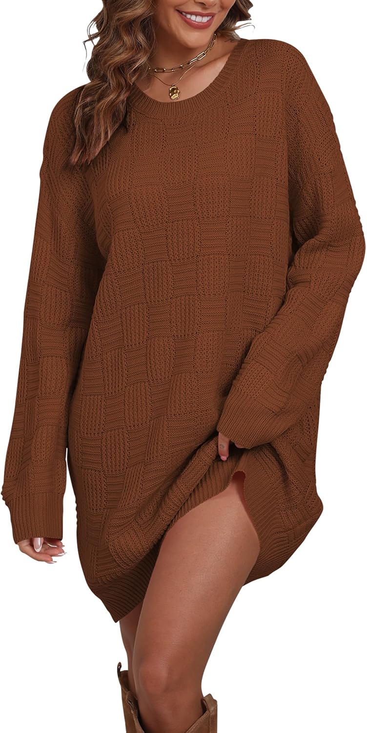 Cakulo Womens Checkered Sweater Dress for Fall Winter Style