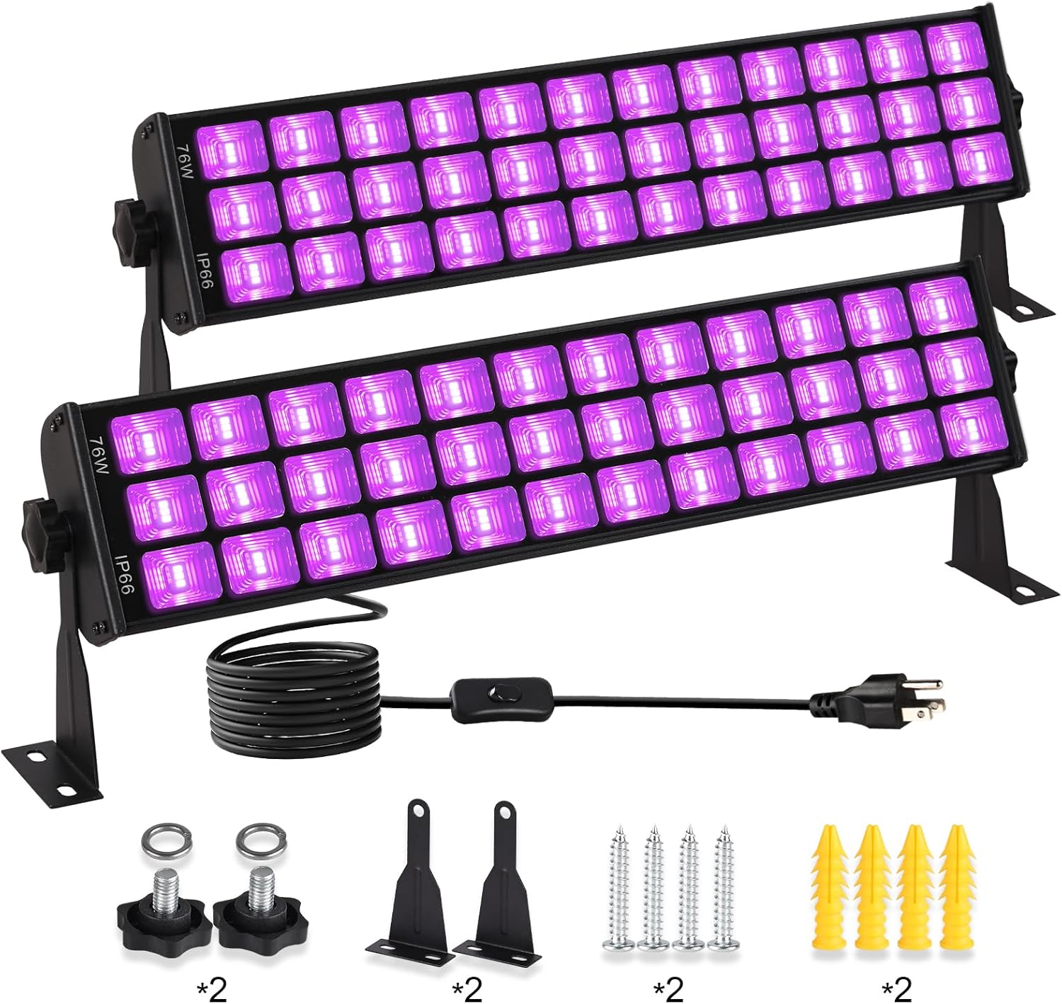Powerful 76W Black Light Bar for Glow Parties and Halloween Fun