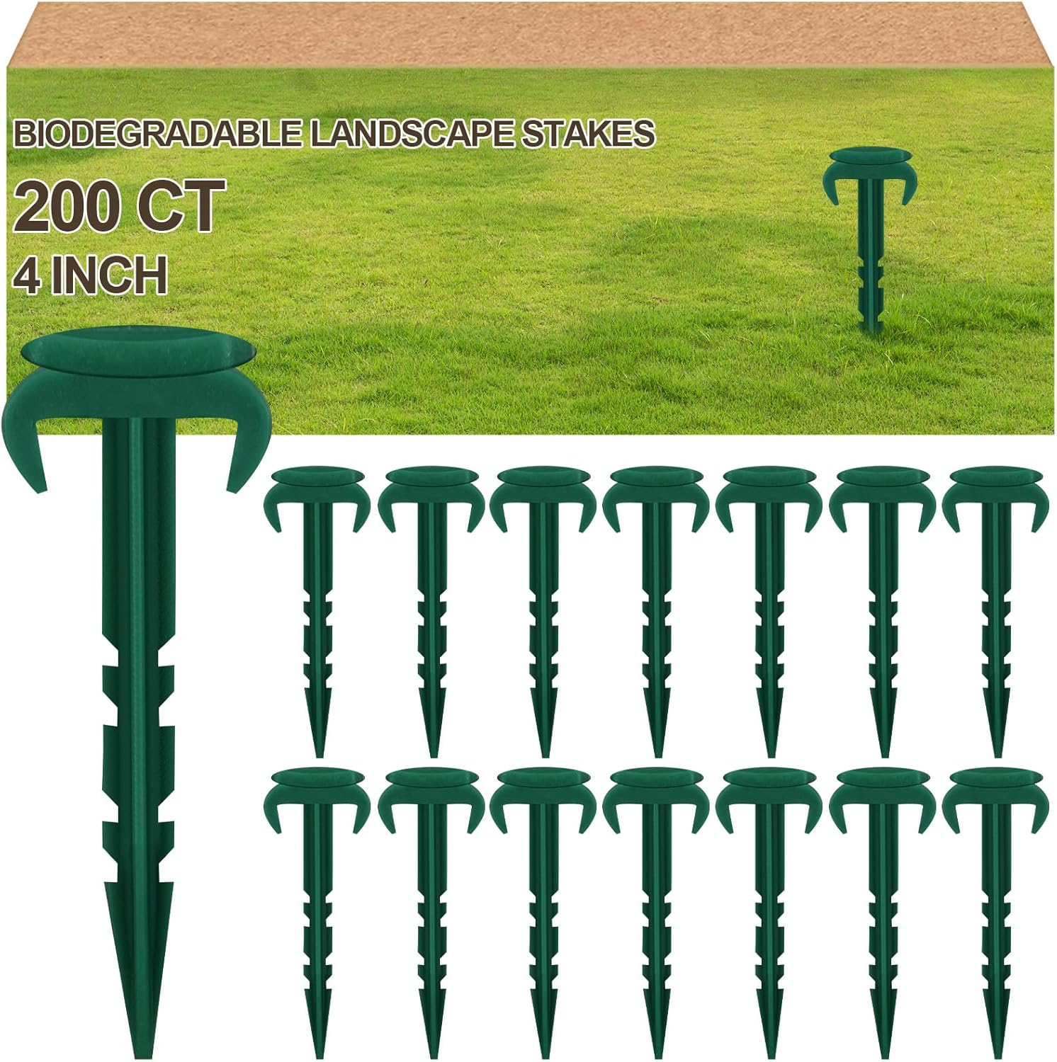 200 Pcs Biodegradable Sod Garden Stakes for Landscaping Projects