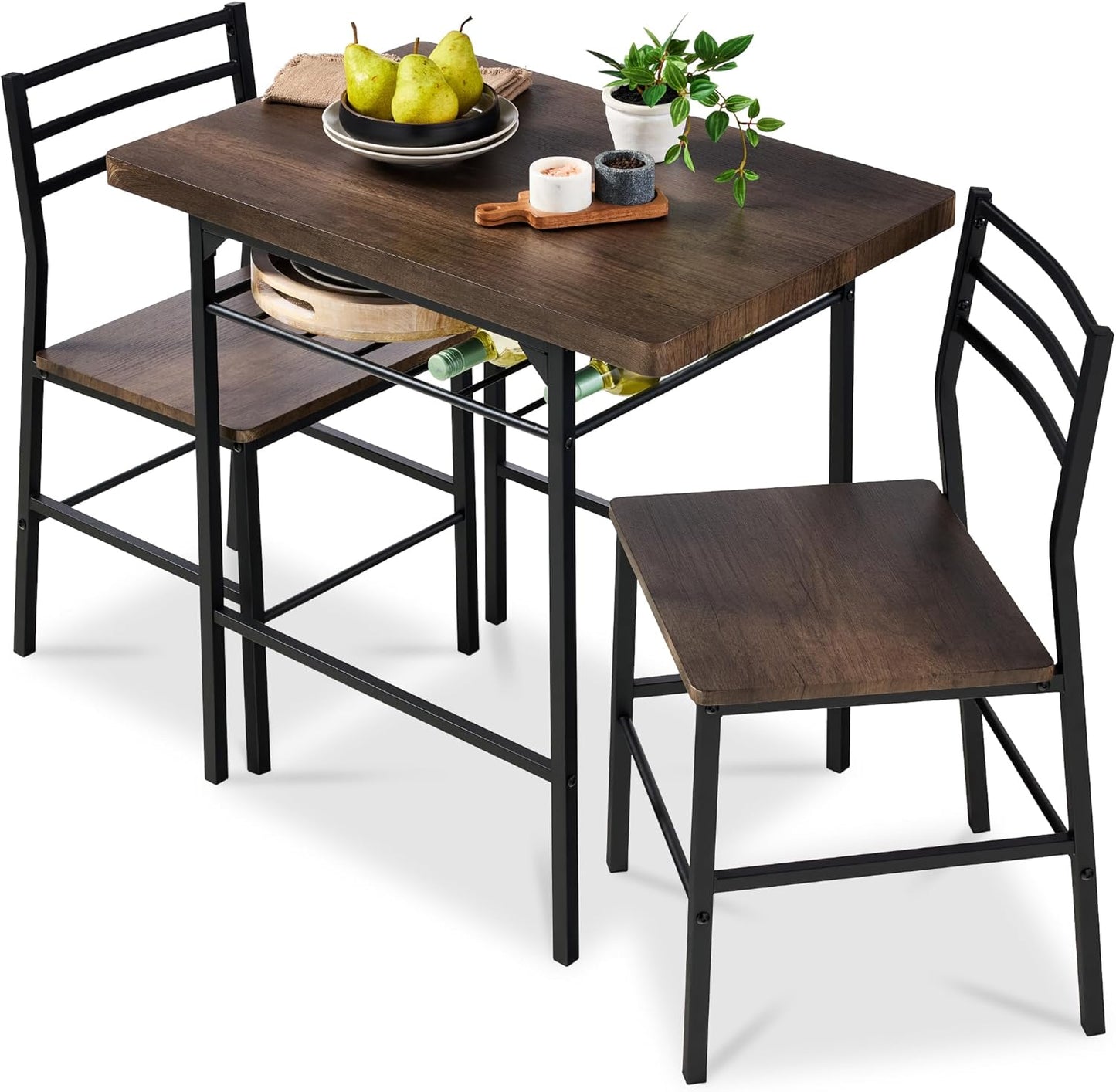 Modern 3-Piece Dining Set with Built-in Storage for Small Spaces