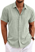 Men's Linen Shirt Short Sleeve Button Down - Casual Summer Staple