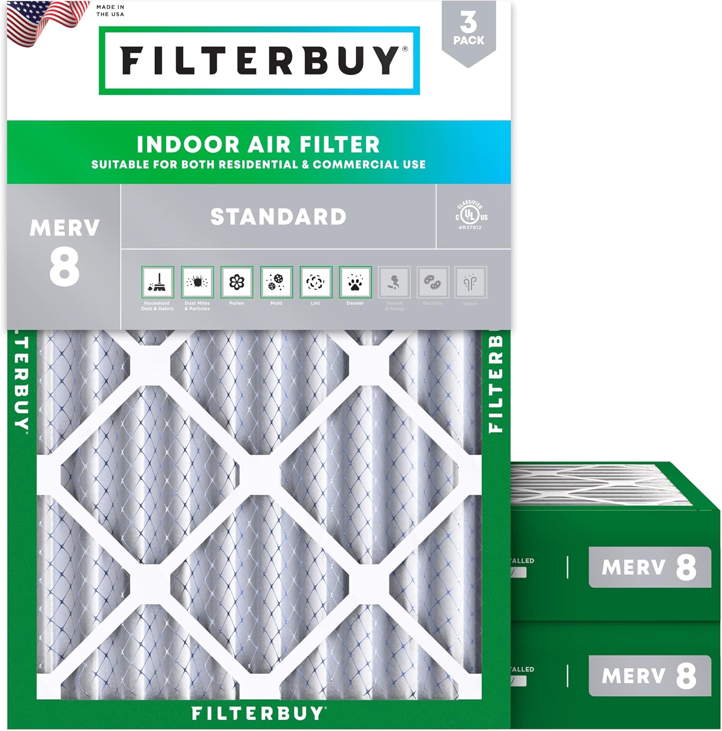 Filterbuy 18x24x4 Air Filter MERV 8 for Dust & Allergy Defense