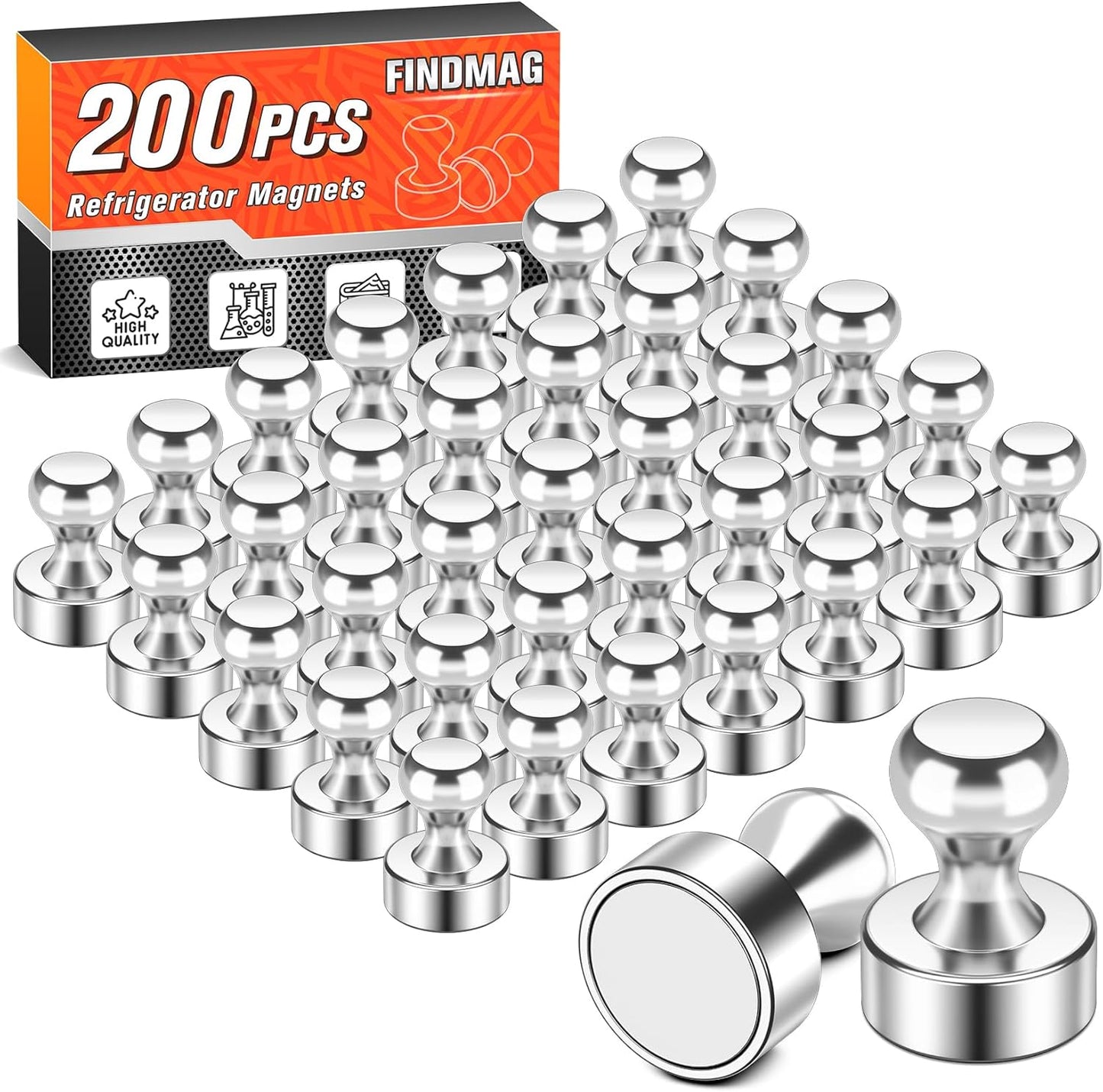 FINDMAG 200 PCS Strong Refrigerator Magnets for Home and Office