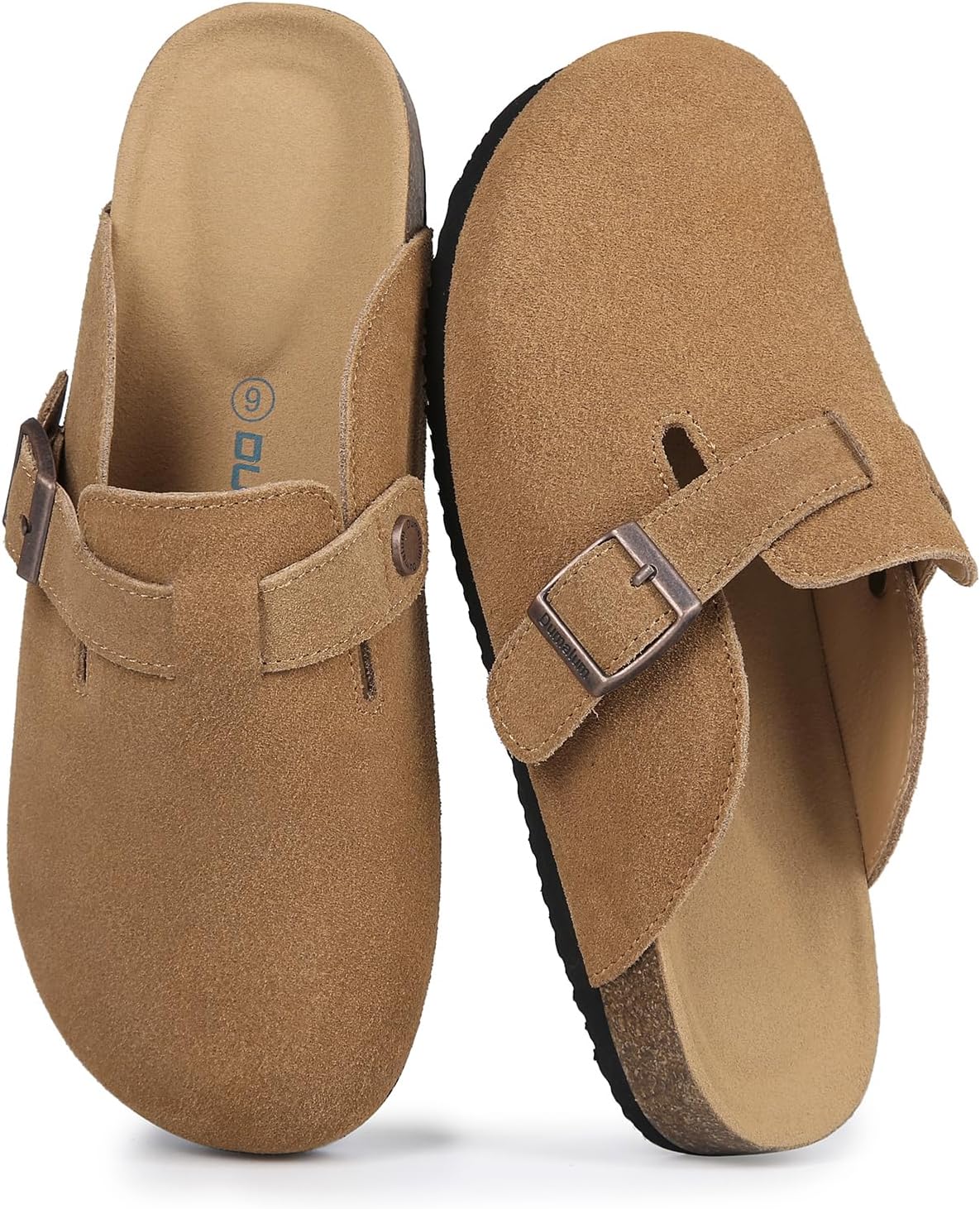 Dumalum Suede Clogs for Women and Men - Adjustable Buckle Mules
