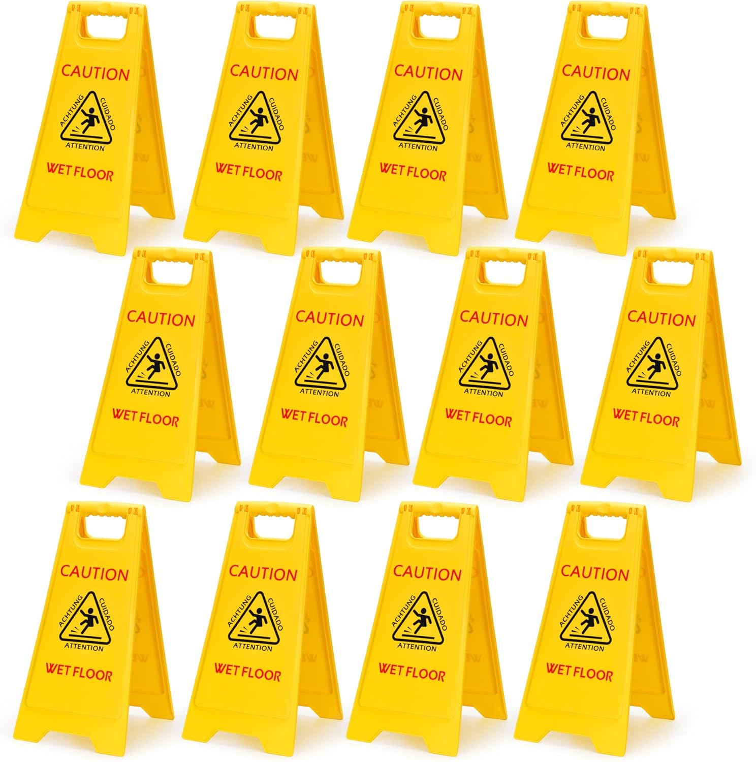 25ft' Industrial Wet Floor Sign 12 Pack for Safety Warnings