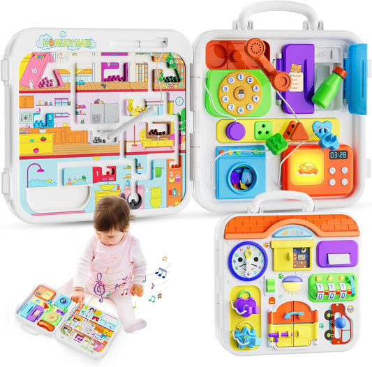 Toddler Montessori Busy Board for 1-2 Year Olds, Educational Fun