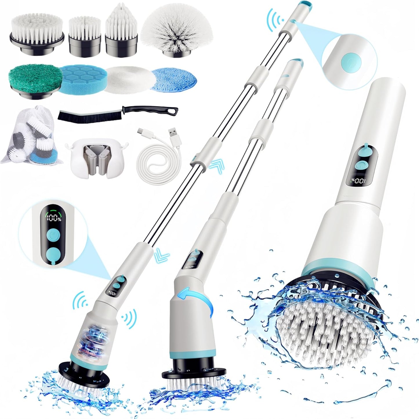 Kimeetol Electric Spin Scrubber with Remote Control for Easy Cleaning