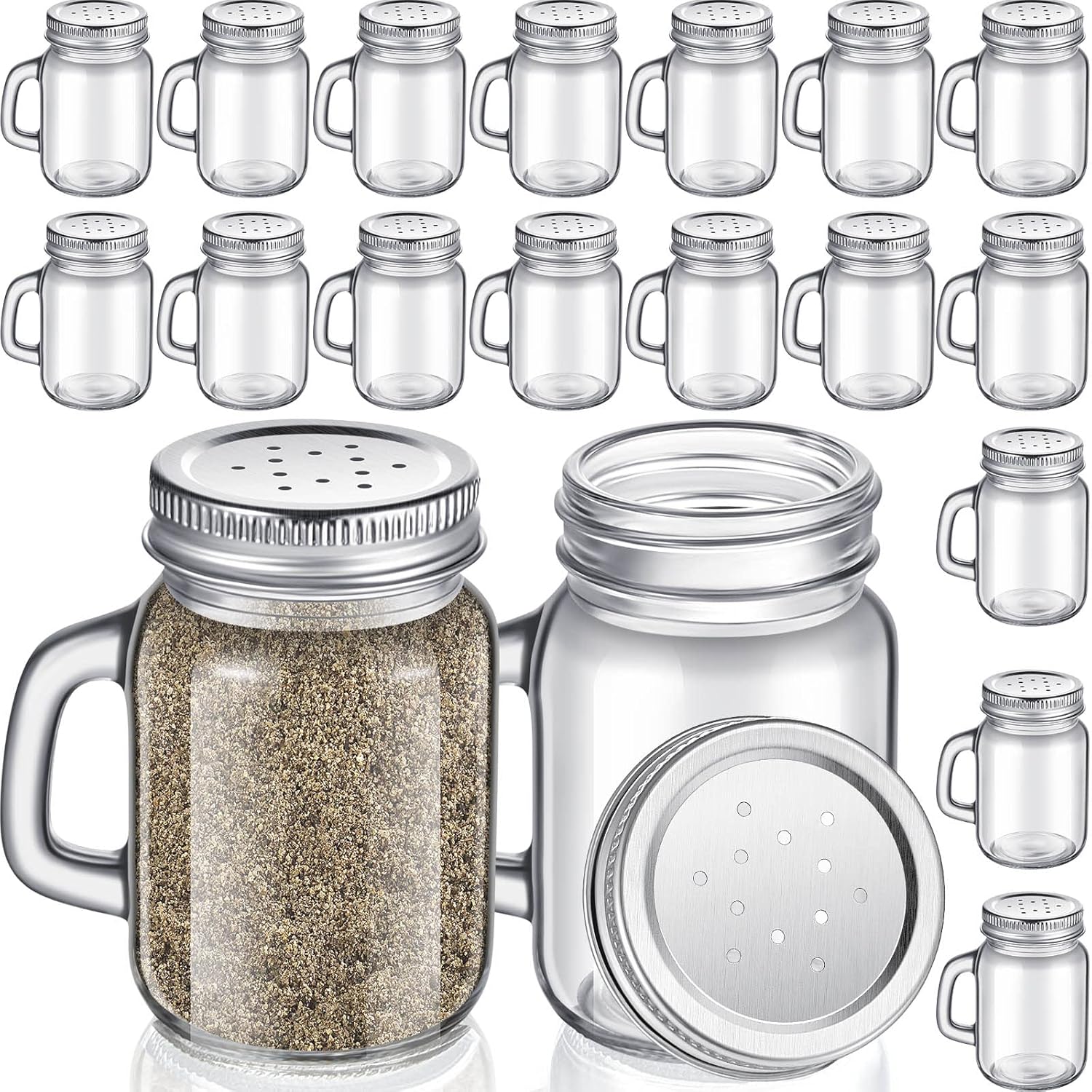 24 Pcs Glass Salt and Pepper Shakers for Kitchen Table Use