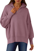 ANRABESS Oversized Quarter Zip Sweater Pullover - Cozy Chic