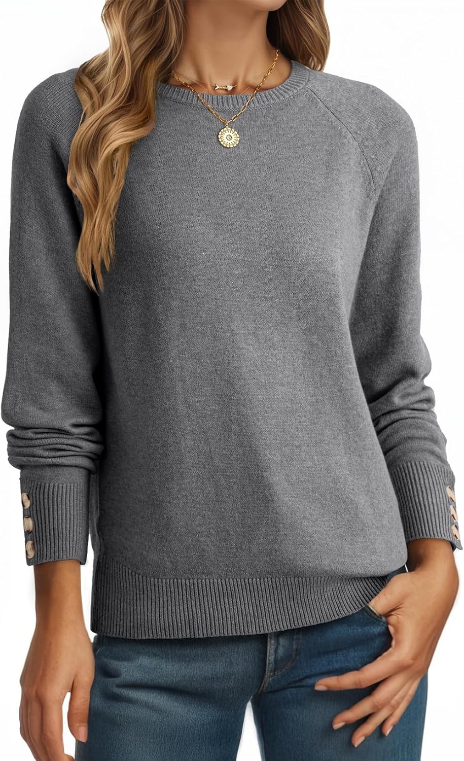 Dokotoo Womens Sweaters Casual Long Sleeve Knit Pullover Top