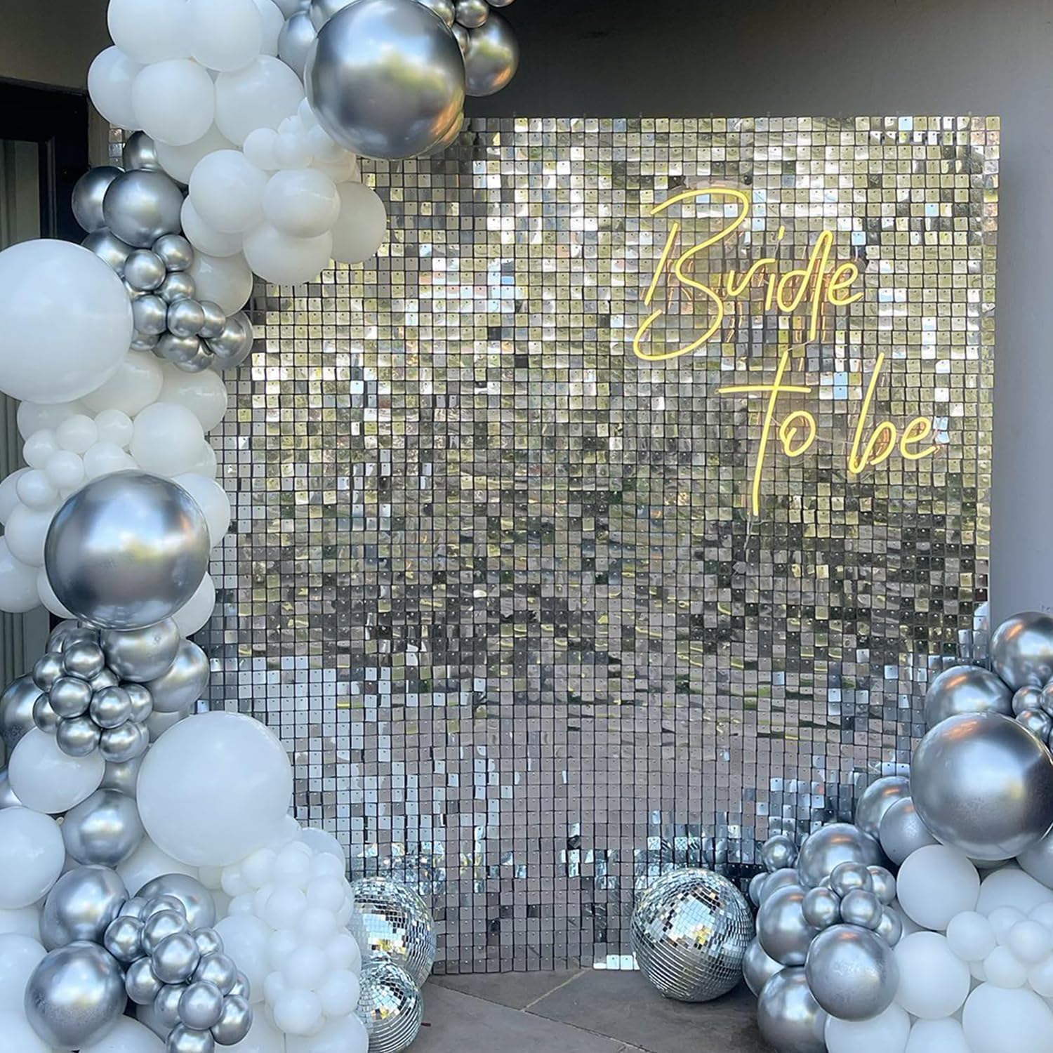 24Pcs Silver Shimmer Wall Panels for Stunning Backdrop Decor