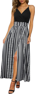 Women Summer 2025 Maxi Dress Floral Spaghetti Strap - Flowy Beachwear