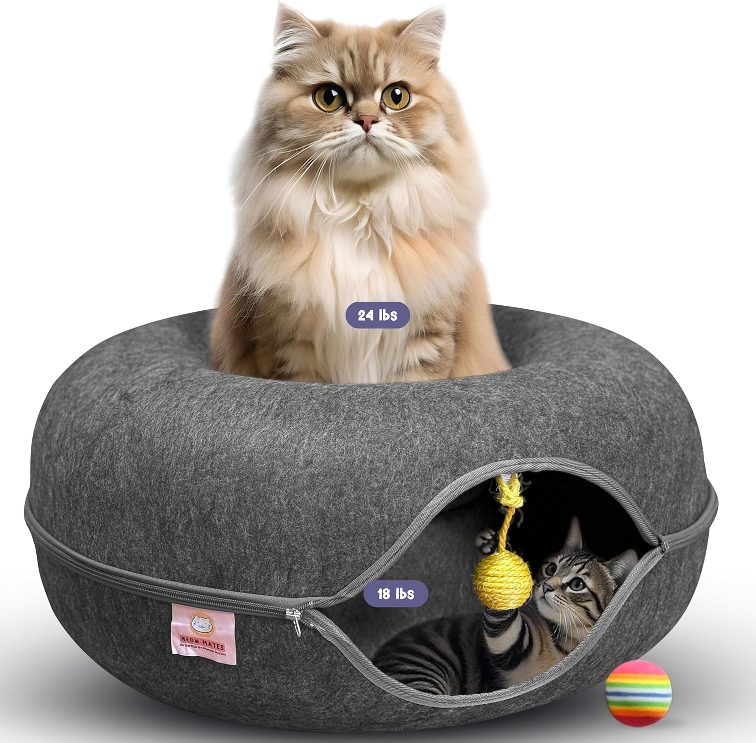 Peekaboo Cat Tunnel Bed for Large Cats - Cozy & Fun Design