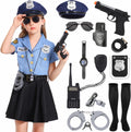 Kids Police Officer Costume for Girls with 9 Pcs Accessories