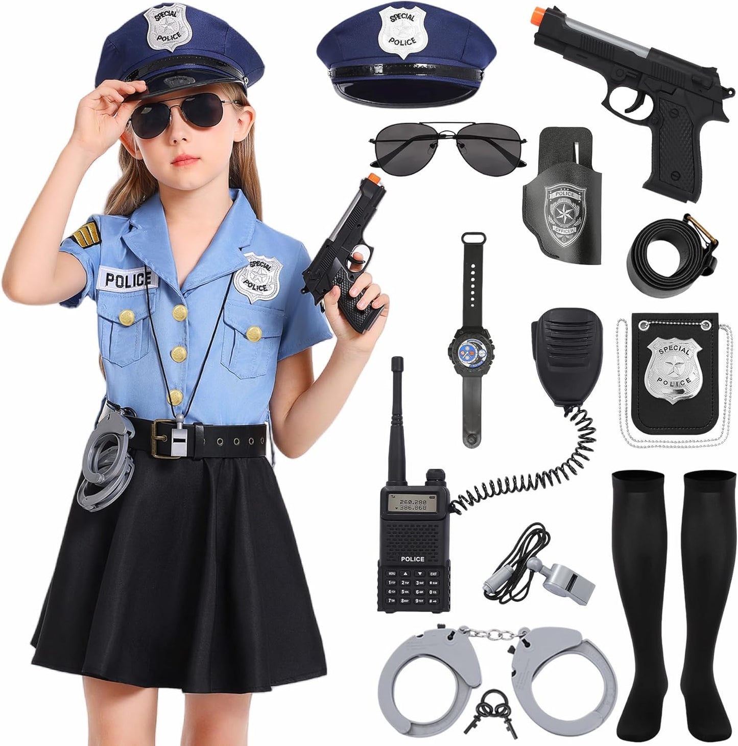 Kids Police Officer Costume for Girls with Accessories for Fun