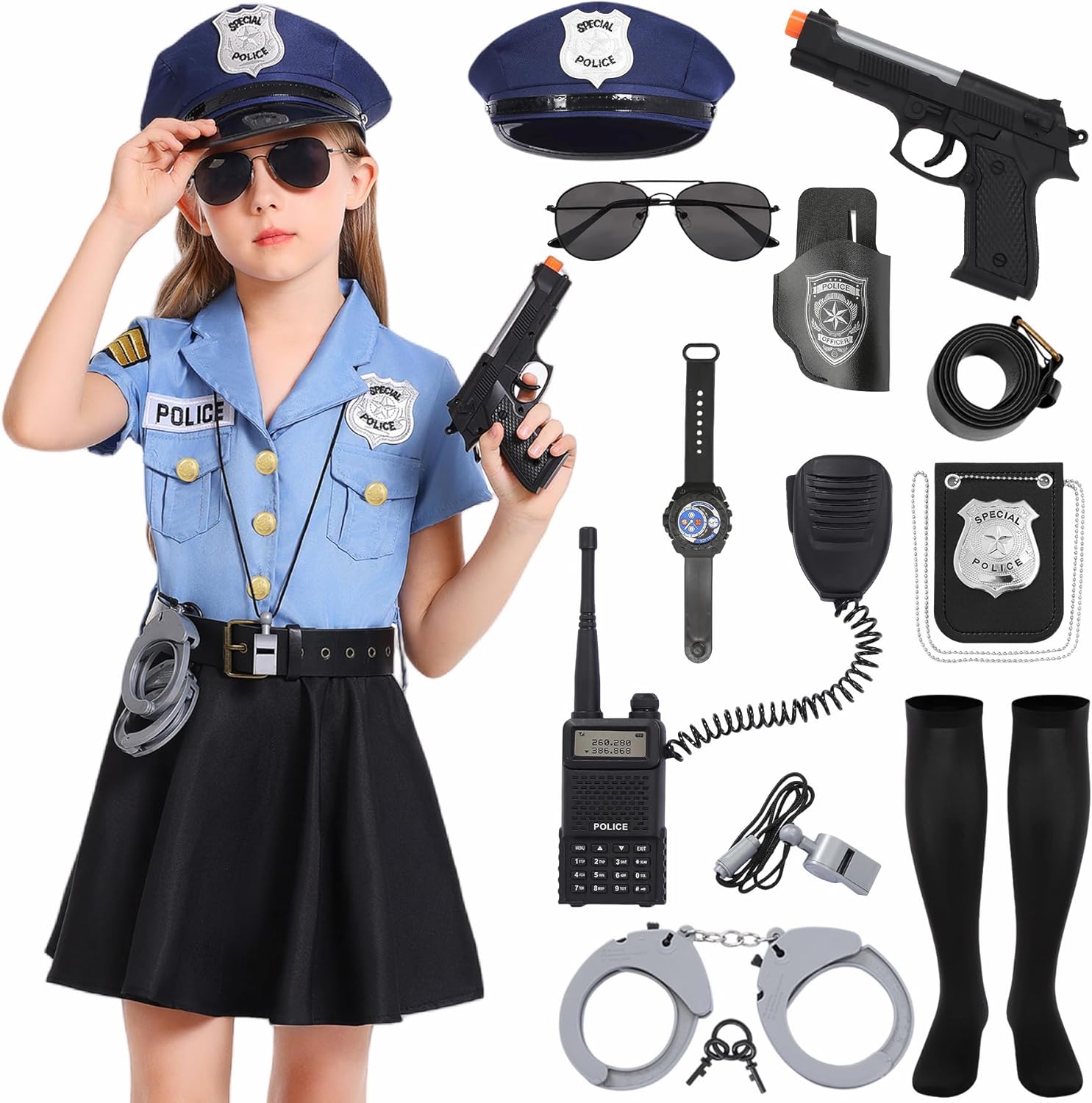 Kids Police Officer Costume for Girls with Accessories for Fun