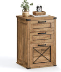 Honey Brown File Cabinet with 3 Drawers - Farmhouse Printer Stand