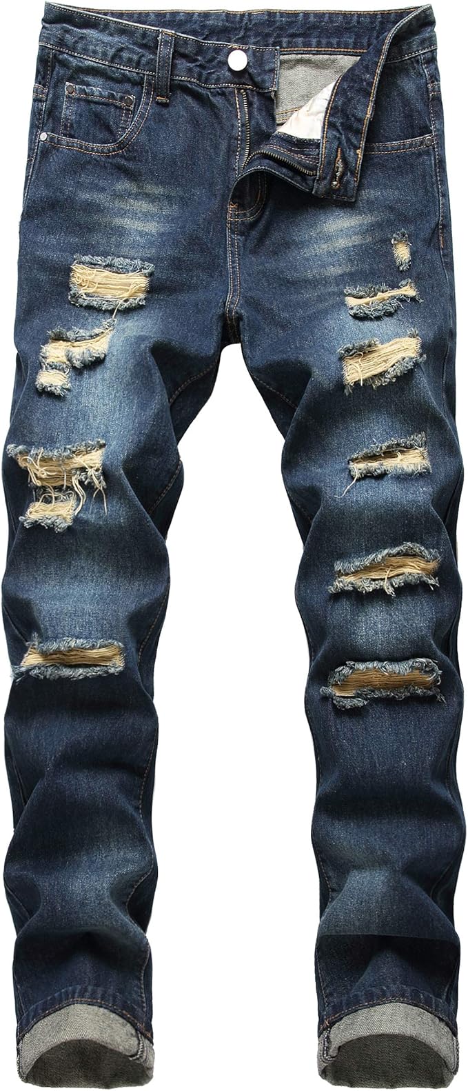 MICKASON Men's Ripped Elasticity Skinny Wild Jeans for Style