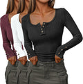 SUNBS Womens Long Sleeve Henley Shirts for Casual Fall Style