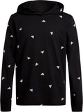 adidas Boys Long Sleeve Cotton Allover Logo Hooded T-Shirt