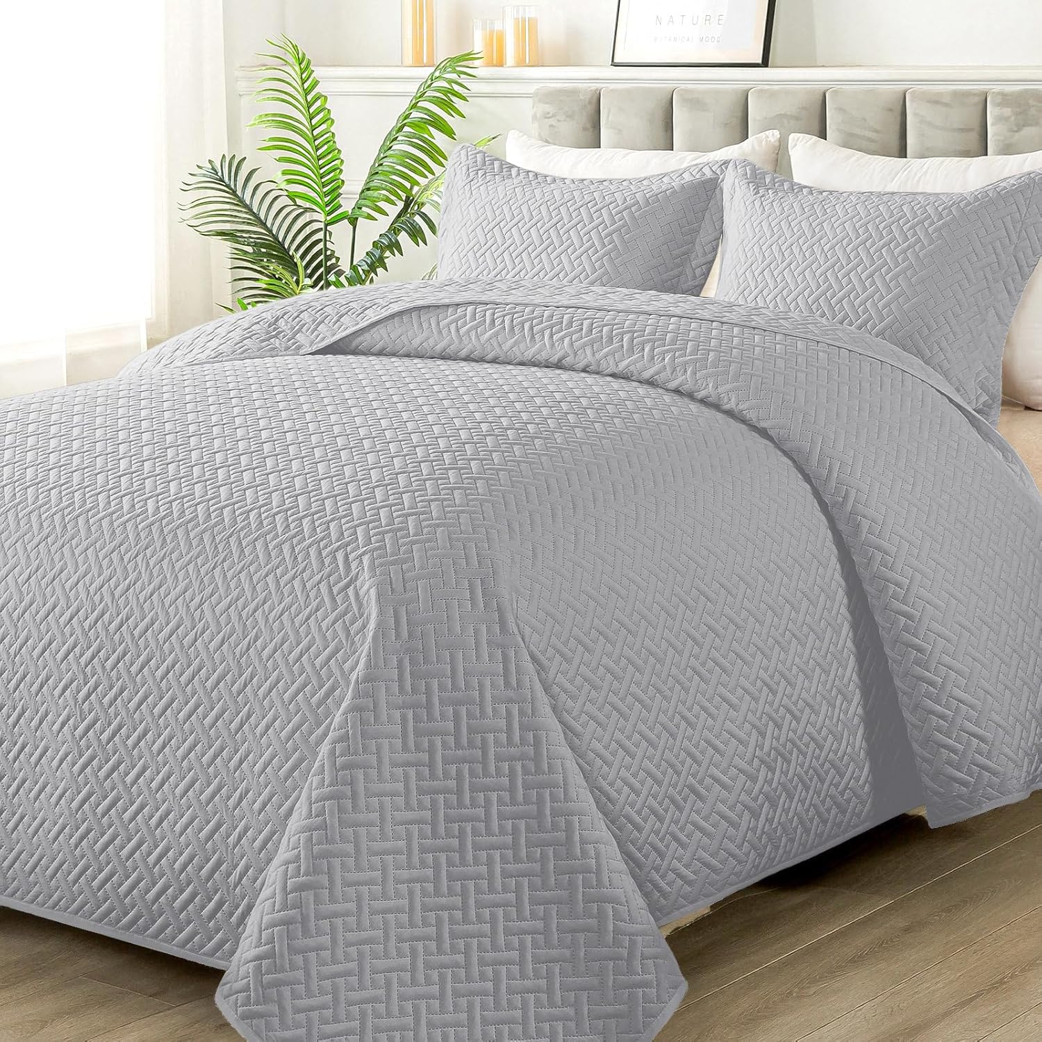 HYLEORY Quilt Set King Size - Soft Lightweight Bedspreads