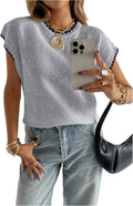 SOLY HUX Women's Ribbed Floral Knit Sweater - Soft Short Sleeve