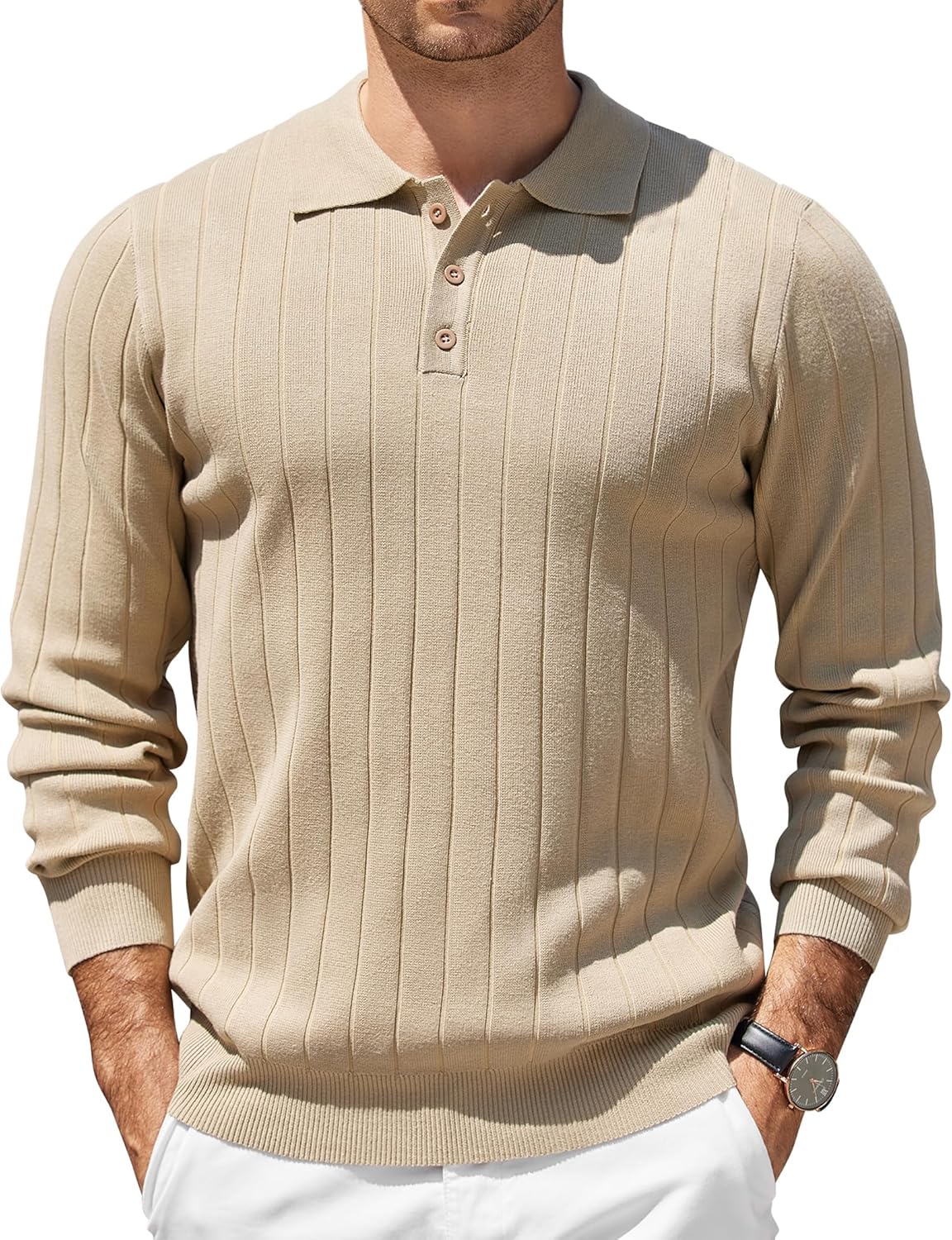 COOFANDY Mens Knit Polo Sweater for Stylish Casual Wear