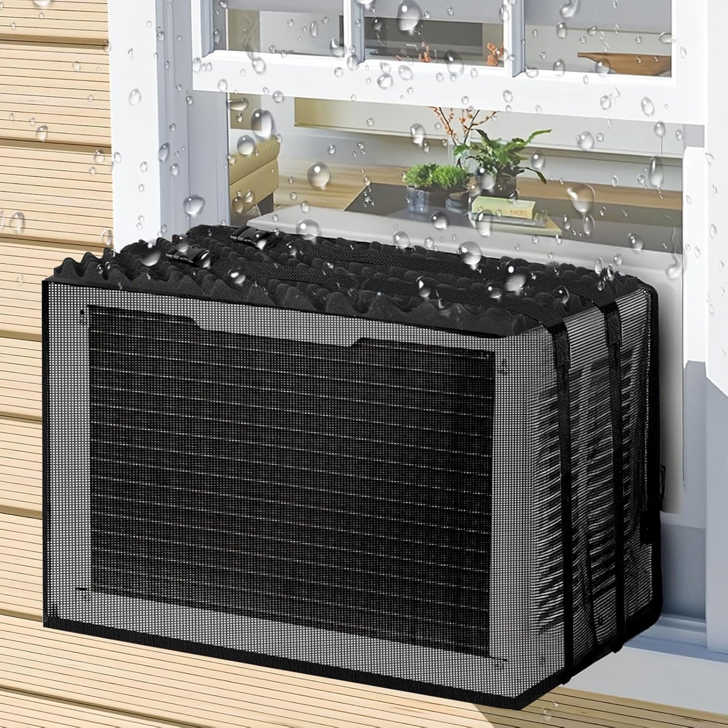 Waterproof Mesh AC Cover w/ Drip Cushion - Reduce Noise!