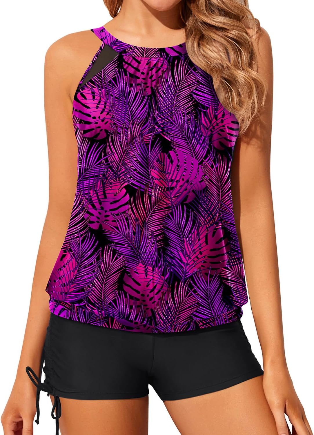 Yonique Tankini Swimsuits with Shorts for Tummy Control