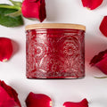 Art Secret 10 oz Embossed Glass Candle Jars with Bamboo Lids