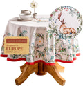 Round Cotton Tablecloth 69 in for Dining - Elegant European Design