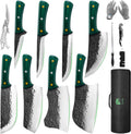 FULLHI Butcher Knife Set with Kitchen Shears - Hand Forged High Carbon