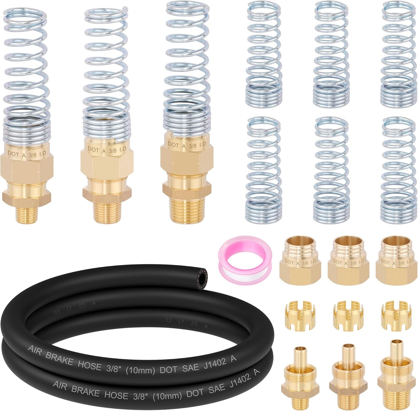 18 Pcs Brass 3/8 DOT Air Hose Male Connector Fittings for Trucks