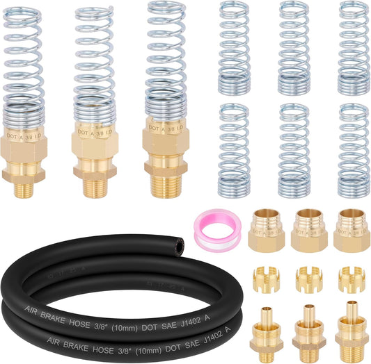 18 Pcs Brass 3/8 DOT Air Hose Male Connector Fittings for Trucks