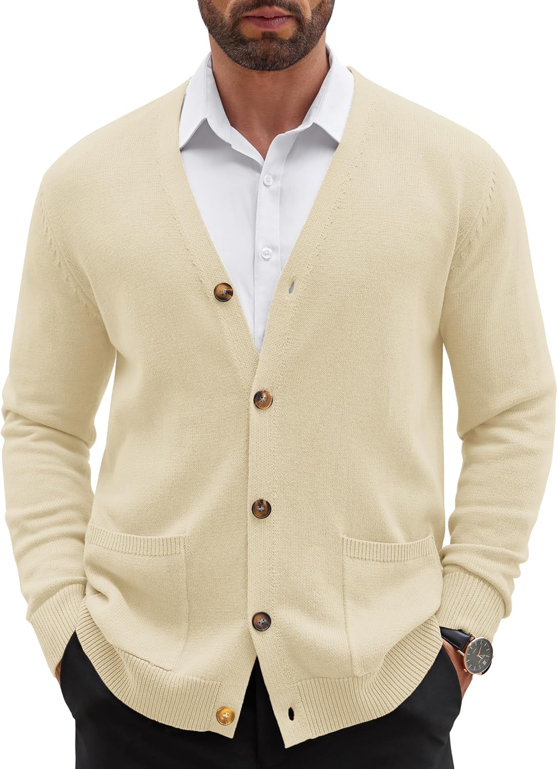COOFANDY Men's Cardigan Sweater with Pockets for Casual Wear