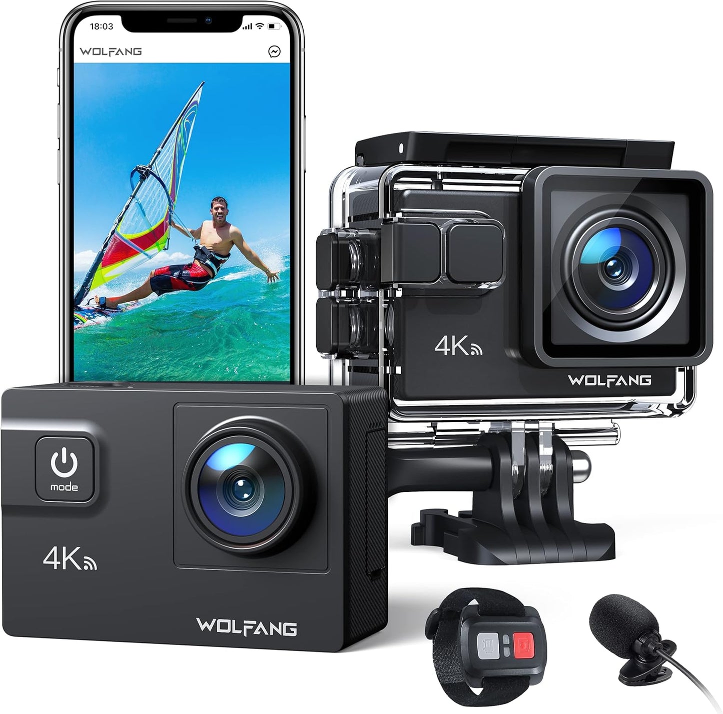 WOLFANG GA300 4K Action Camera - Waterproof & Stabilized!