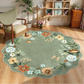 Floral Washable Round Area Rug 6ft - Soft Non-Slip Boho Circle
