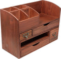 Large Adjustable Wooden Office Desk Organizer - Expands to 32 in