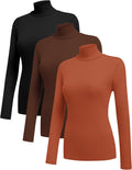 Ekouaer Women Turtleneck Ribbed Thermal Tops - Lightweight