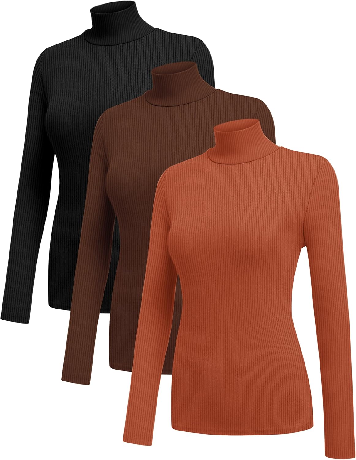 Ekouaer Women Turtleneck Shirts 3 Pack Lightweight Thermal Tops