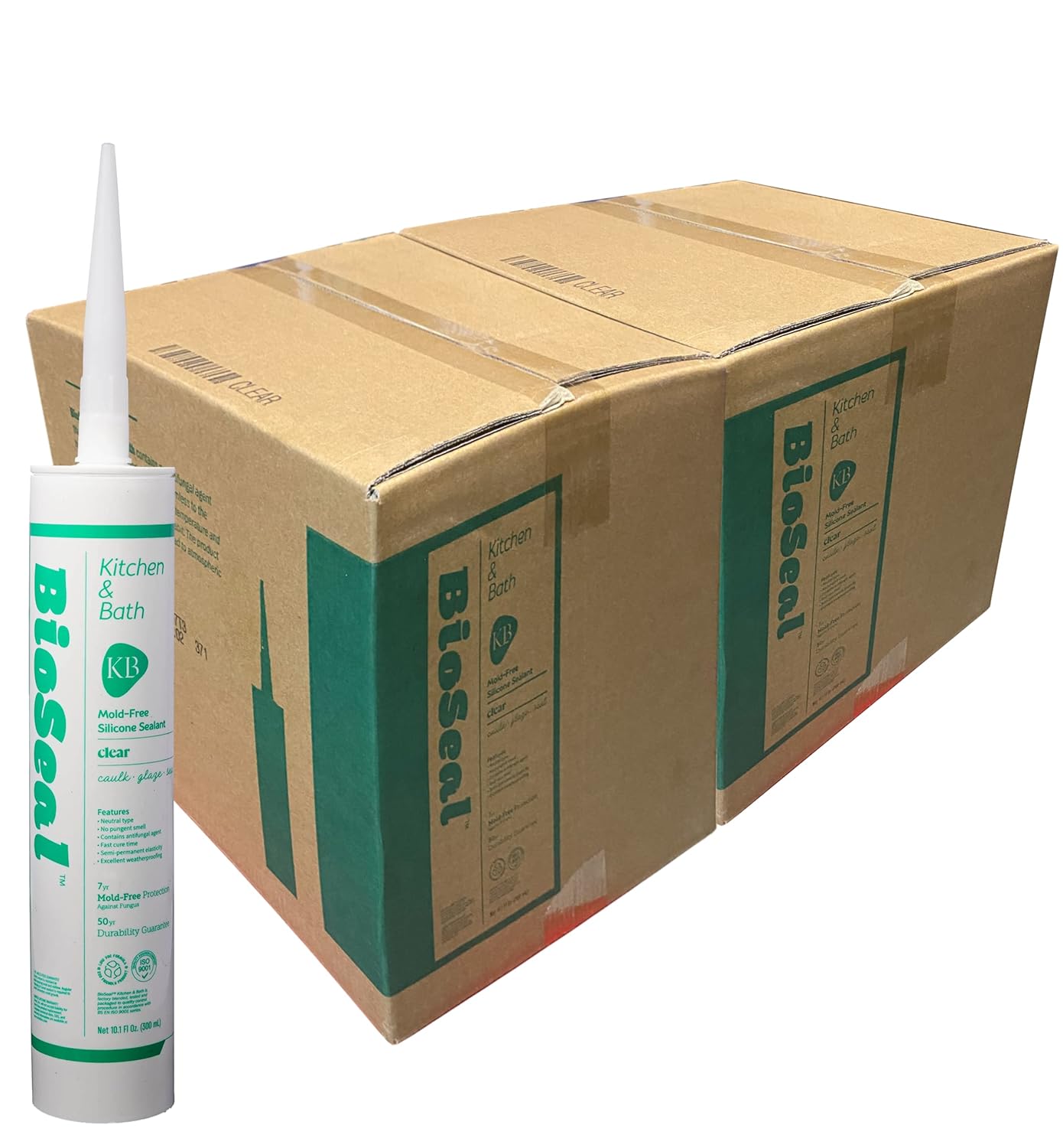 Clear BioSeal 100% Silicone Sealant for Kitchen and Bath Use