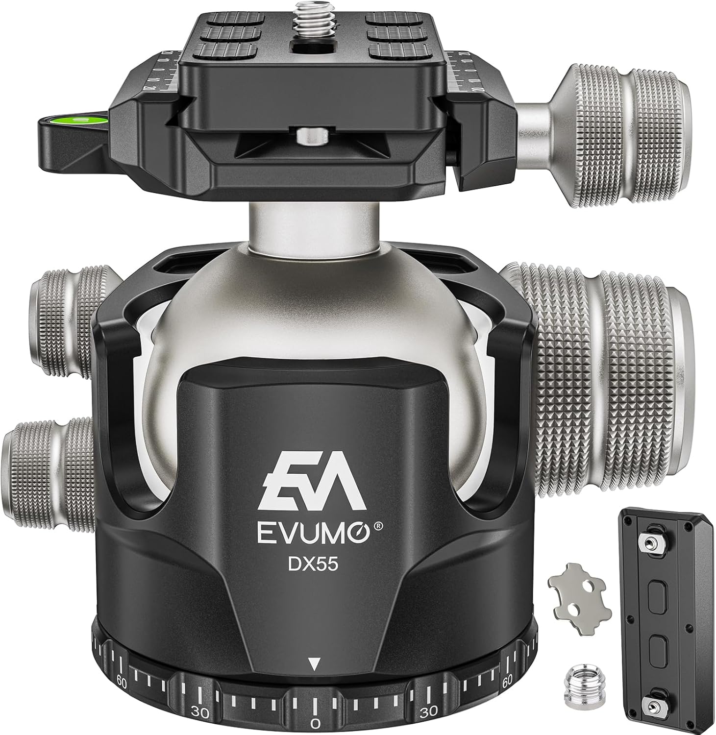 EVUMO DX55 Ball Head: Low Profile Heavy Duty Tripod Mount