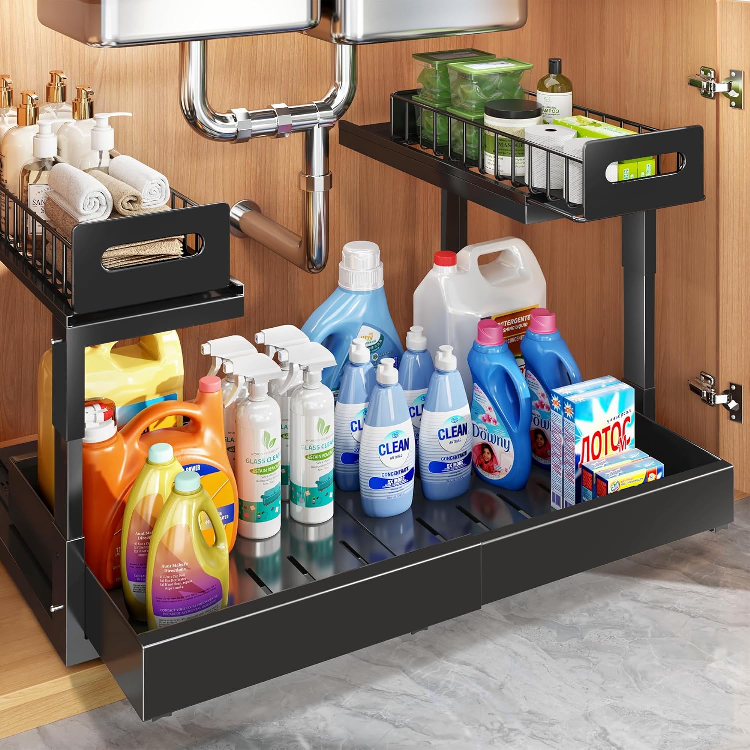 Biboraya Expandable Under Sink Organizers for Clutter-Free Storage