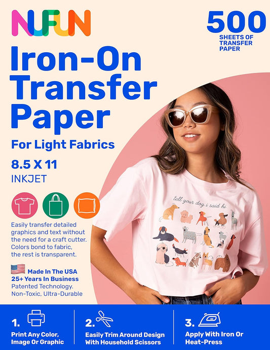 NuFun Activities Printable Iron-on Heat Transfer Paper for T Shirts