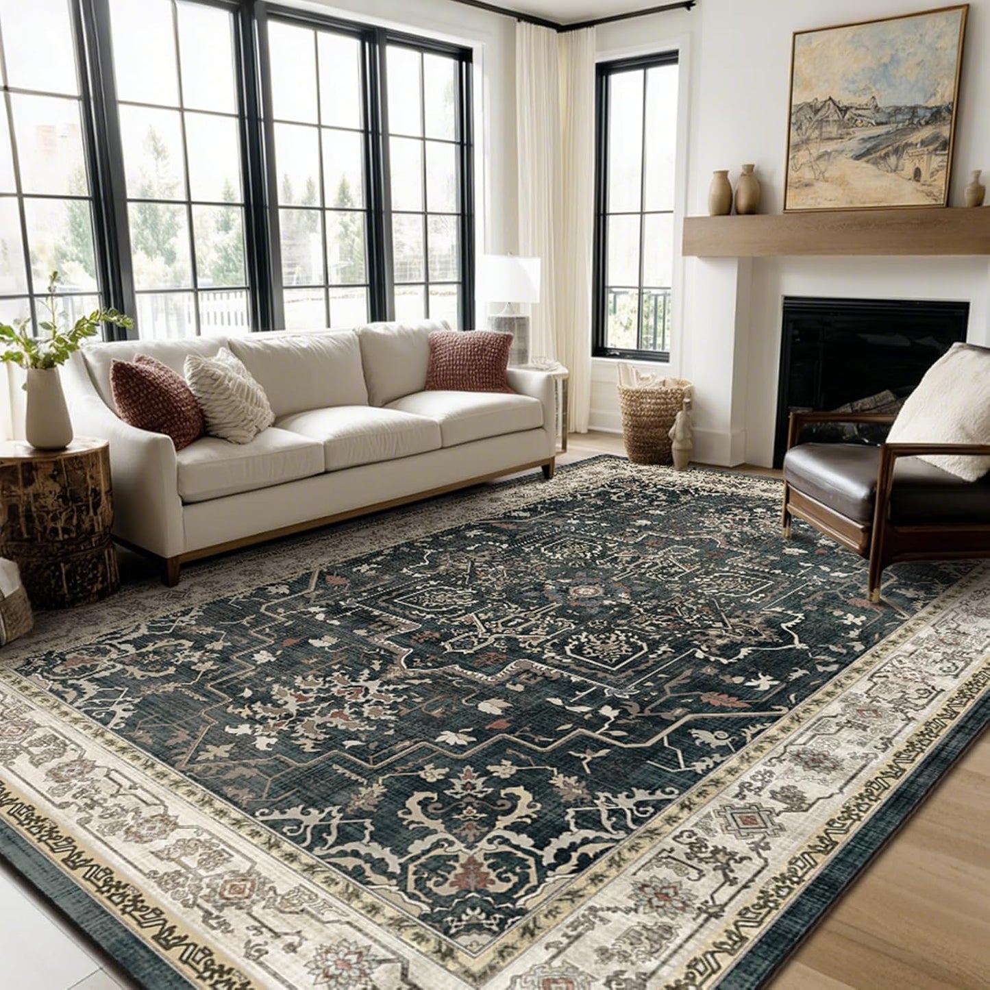 Vintage Distressed 8x10 Rugs for Living Room and Bedroom Decor