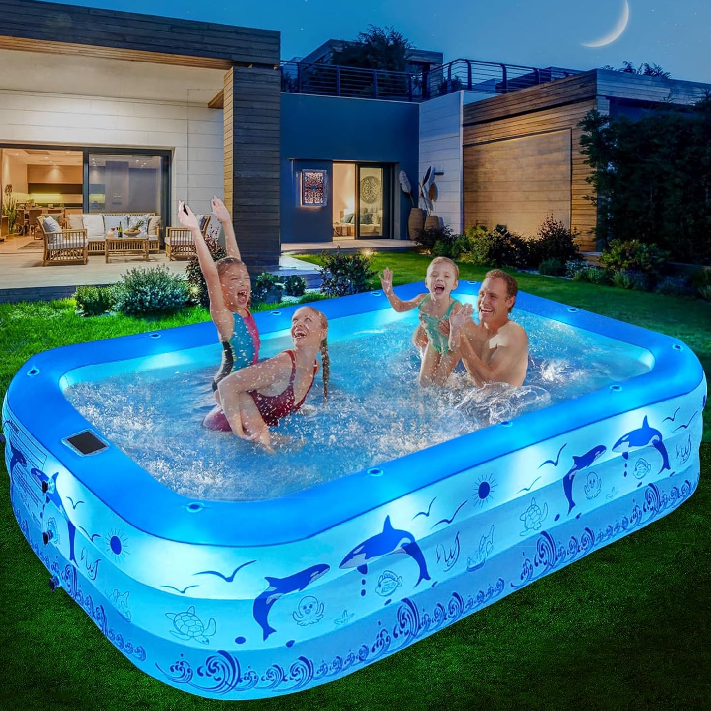 2025 Upgrade Inflatable Pools with Lights for Family Fun